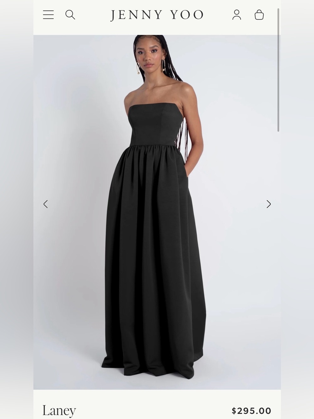 BRAND NEW Jenny Yoo Black Strapless Laney Evening Gown